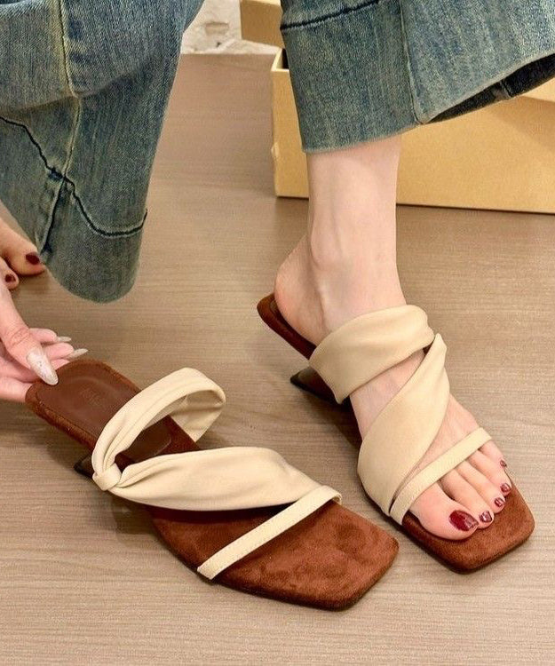 Slide Faux Leather Sandals Boutique Wedge Mulberry Splicing FashionChic