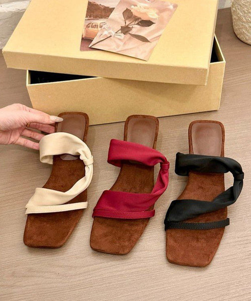 Slide Faux Leather Sandals Boutique Wedge Mulberry Splicing FashionChic