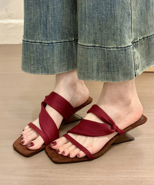 Slide Faux Leather Sandals Boutique Wedge Mulberry Splicing FashionChic