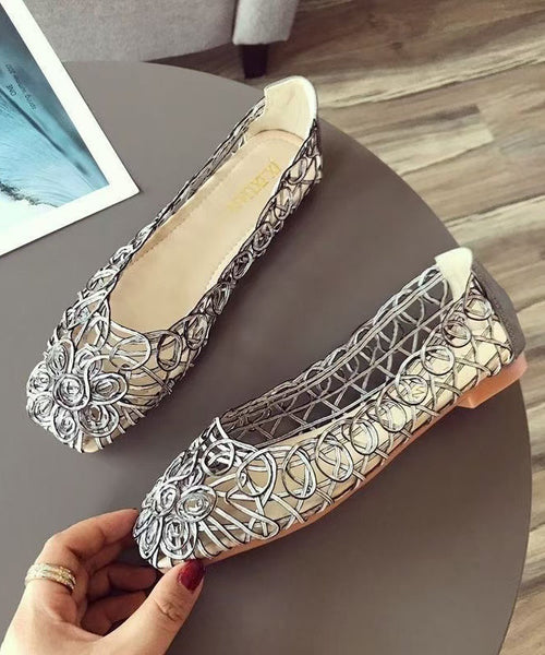 Walking Mulberry Out Sandals Leather Hollow Faux Art Splicing FashionChic