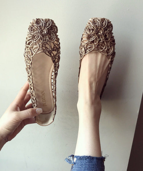 Walking Mulberry Out Sandals Leather Hollow Faux Art Splicing FashionChic