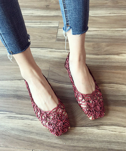 Walking Mulberry Out Sandals Leather Hollow Faux Art Splicing FashionChic