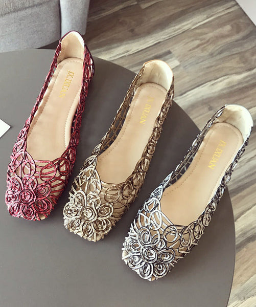 Walking Mulberry Out Sandals Leather Hollow Faux Art Splicing FashionChic