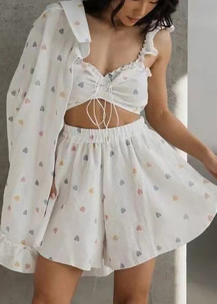 3 Summer Print Pajama Multicolour Sets Cotton Oversized Love FashionChic