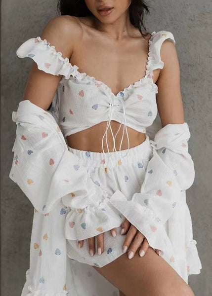 3 Summer Print Pajama Multicolour Sets Cotton Oversized Love FashionChic