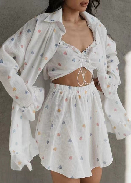 3 Summer Print Pajama Multicolour Sets Cotton Oversized Love FashionChic