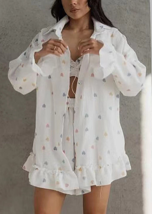 3 Summer Print Pajama Multicolour Sets Cotton Oversized Love FashionChic