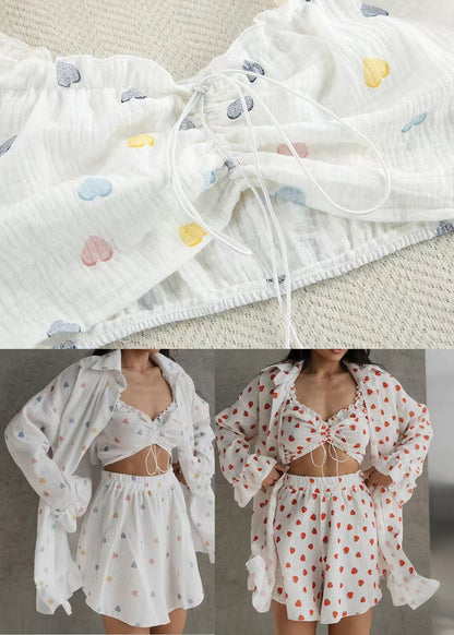 3 Summer Print Pajama Multicolour Sets Cotton Oversized Love FashionChic