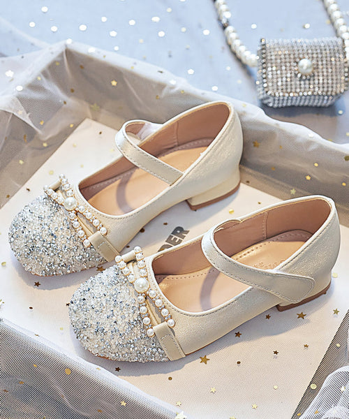 Bead Nail Flat Pink Buckle Baby Zircon Faux Shoes Girls Leather FashionChic