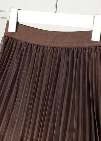 Natural Black Coffee Gradient Dot Print Tulle Pleated Skirt Spring QQ1066 Ada Fashion