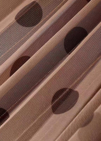 Natural Black Coffee Gradient Dot Print Tulle Pleated Skirt Spring QQ1066 Ada Fashion