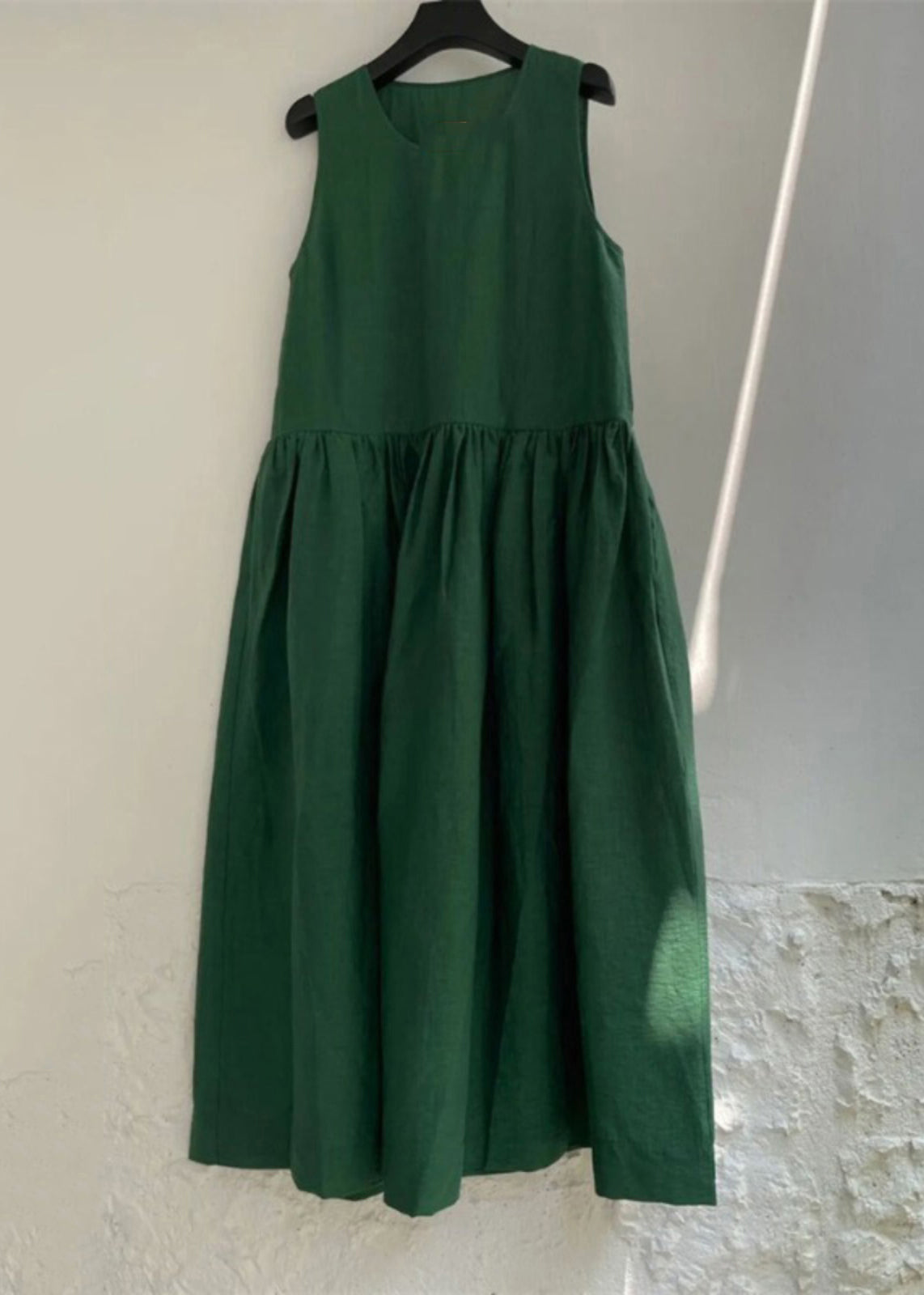 Natural Green Patchwork Solid Maxi Dress Summer QB023 HS-SDLS241025