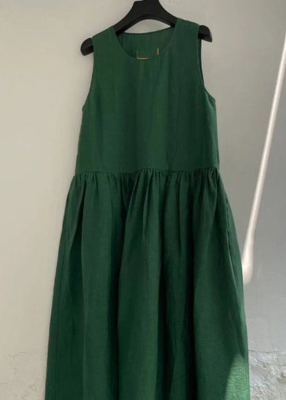 Natural Green Patchwork Solid Maxi Dress Summer QB023 HS-SDLS241025