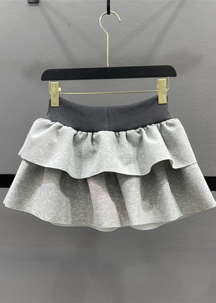 Elastic Natural Drawstring Line Waist Skirts A Grey FashionChic