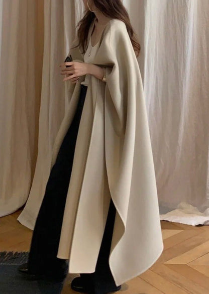 Natural Light Khaki V Neck Asymmetrical Woolen Cardigans Winter RP025 ABC