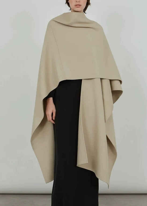 Natural Light Khaki V Neck Asymmetrical Woolen Cardigans Winter RP025 ABC