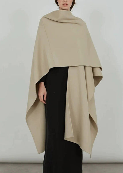 Natural Light Khaki V Neck Asymmetrical Woolen Cardigans Winter RP025 ABC