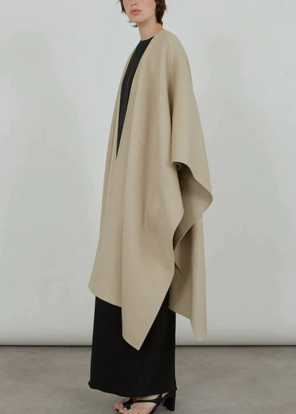 Natural Light Khaki V Neck Asymmetrical Woolen Cardigans Winter RP025 ABC