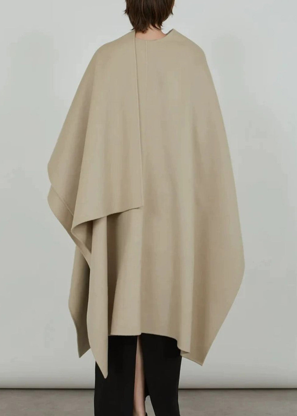 Natural Light Khaki V Neck Asymmetrical Woolen Cardigans Winter RP025 ABC