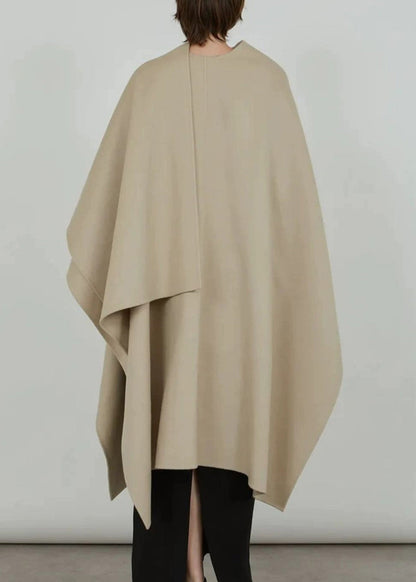 Natural Light Khaki V Neck Asymmetrical Woolen Cardigans Winter RP025 ABC