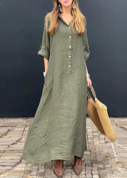 Long Collar Natural Pan Patchwork Pink Dress Peter Fall FashionChic