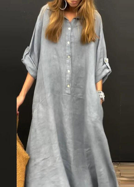 Long Collar Natural Pan Patchwork Pink Dress Peter Fall FashionChic