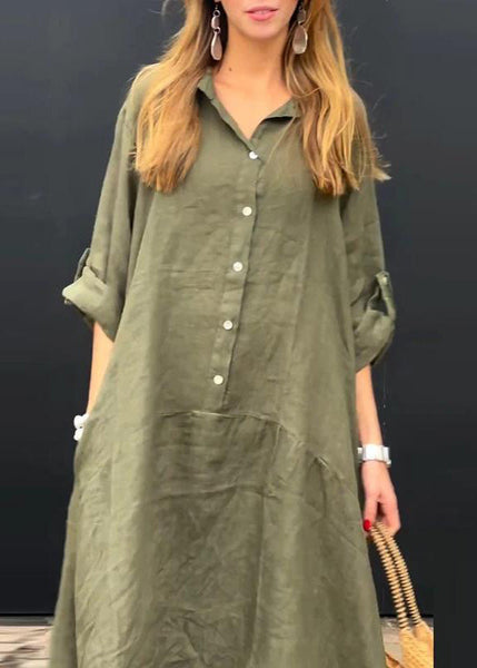 Long Collar Natural Pan Patchwork Pink Dress Peter Fall FashionChic