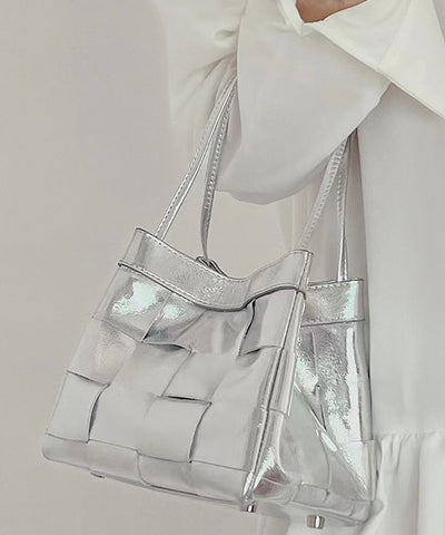 Natural Silk Zippered Faux Leather Tote Handbag UU1076 Bag-BGS240527