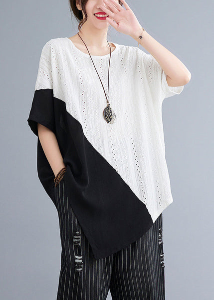 Asymmetrical Top Summer White Patchwork Natural Lace FashionChic