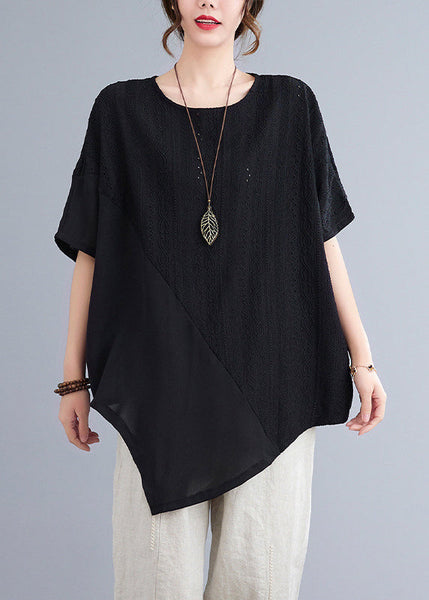 Asymmetrical Top Summer White Patchwork Natural Lace FashionChic