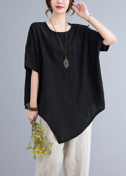 Asymmetrical Top Summer White Patchwork Natural Lace FashionChic