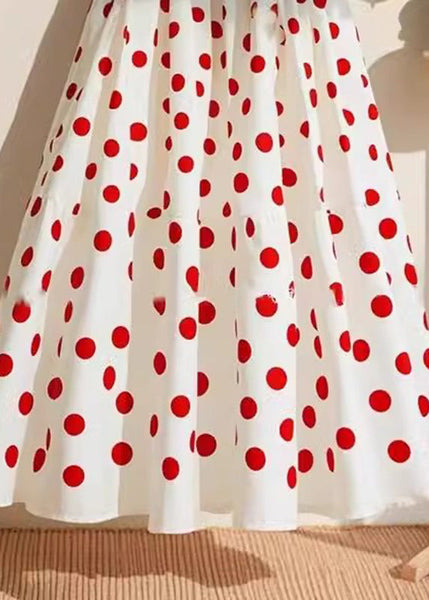 Skirts White A Line Dot Natural Print FashionChic