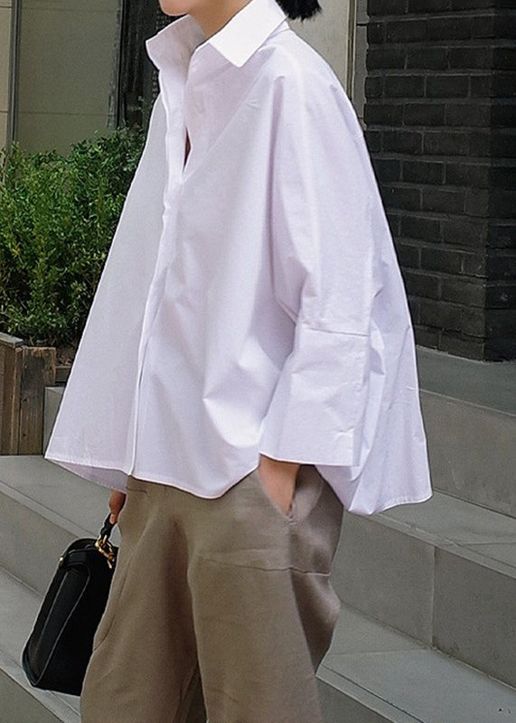 Natural Collar White Shirts Solid Spring Peter Pan FashionChic