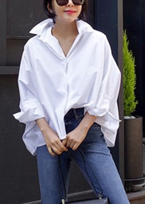 Natural Collar White Shirts Solid Spring Peter Pan FashionChic