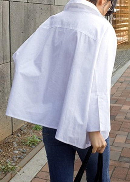 Natural Collar White Shirts Solid Spring Peter Pan FashionChic