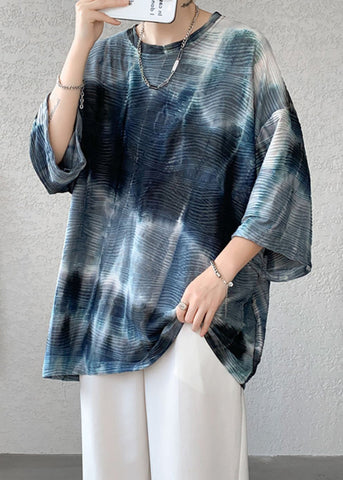 Dye T Sleeve Bracelet Silk O Ice Navy Loose Shirt Tie Mens Neck FashionChic