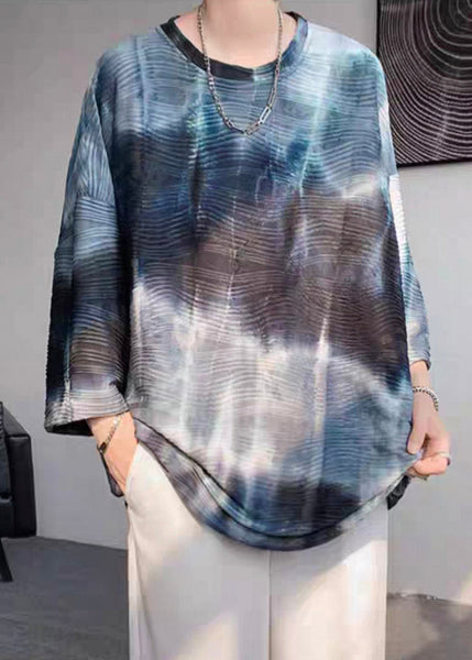 Dye T Sleeve Bracelet Silk O Ice Navy Loose Shirt Tie Mens Neck FashionChic