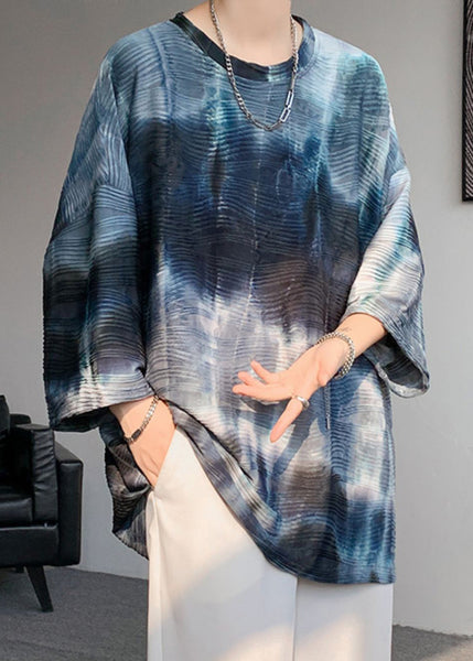 Dye T Sleeve Bracelet Silk O Ice Navy Loose Shirt Tie Mens Neck FashionChic