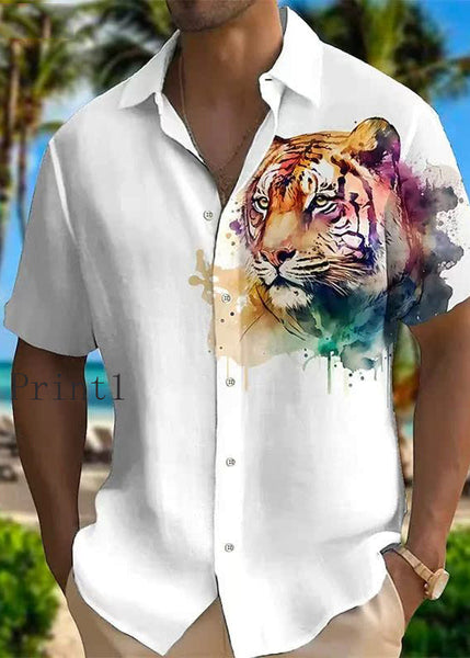 New Summer Shirts Cotton Collar Print Pan Men Animal Peter FashionChic