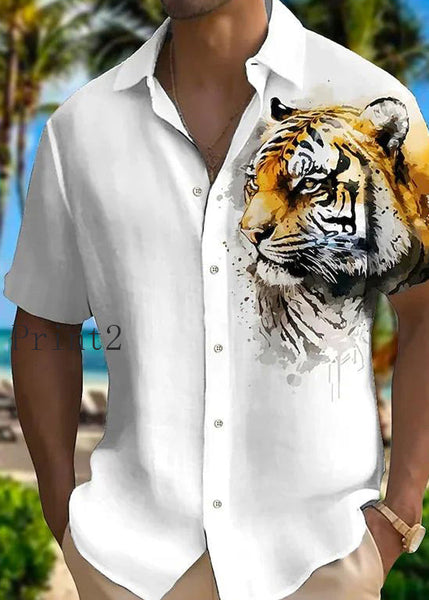New Summer Shirts Cotton Collar Print Pan Men Animal Peter FashionChic