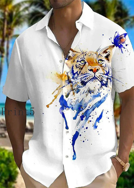 New Summer Shirts Cotton Collar Print Pan Men Animal Peter FashionChic