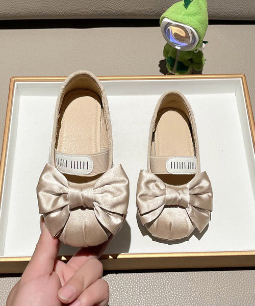 Splicing Bow New Apricot Girls Shoes Flat FashionChic