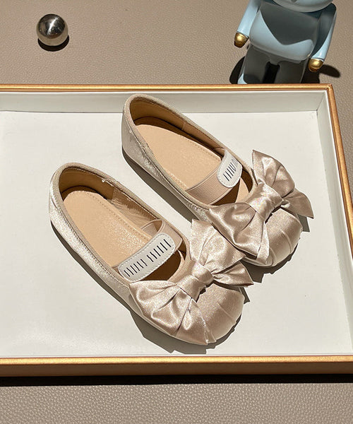 Splicing Bow New Apricot Girls Shoes Flat FashionChic