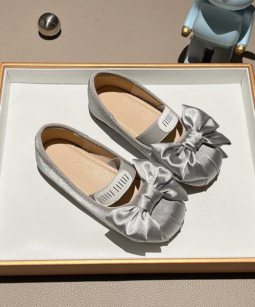 Splicing Bow New Apricot Girls Shoes Flat FashionChic