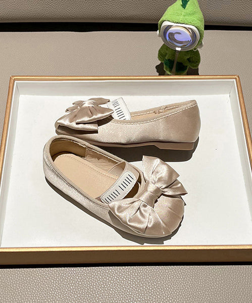 Splicing Bow New Apricot Girls Shoes Flat FashionChic