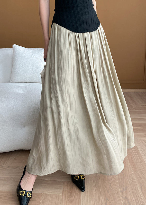 New Apricot High Waist Wrinkled Cotton Skirt Summer WR005 HS-SKTS241103