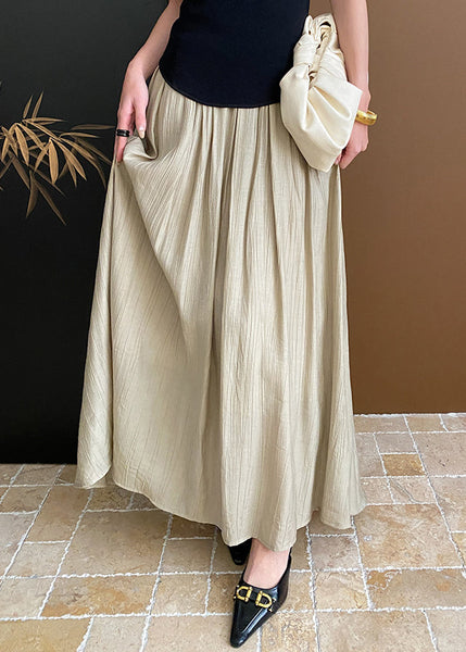 New Apricot High Waist Wrinkled Cotton Skirt Summer WR005 HS-SKTS241103