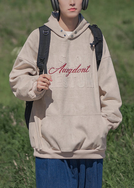 New Apricot Hooded Pockets Cotton Men Sweatshirts Spring YQ033 ABC