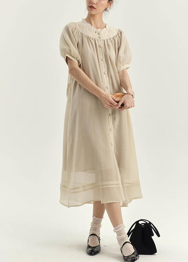 New Apricot Lace Patchwork Cotton Shirts Dresses Lantern Sleeve BV009 MZF-SDL240702