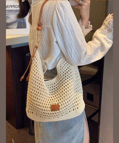 Straw Apricot Bag Shoulder Woven Large New Capacity FashionChic